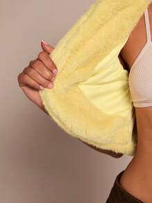 Glamine Women's Fashionable Yellow Faux Fur Jacket - Yellow - View 8