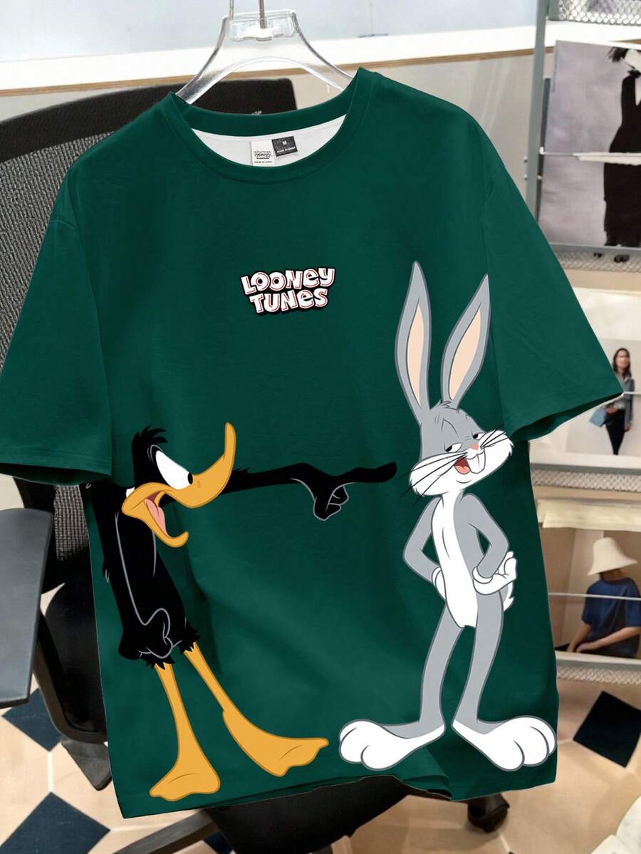 Looney Tunes X Manfinity Manfinity Joysei 男士动物纹圆领短袖T恤 - 綠色 - 查看 1