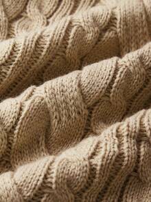 ROMWE Áo len dệt kim nơ viền ren cổ điển Fairycore, màu be, áo len chui đầu cỡ lớn dành cho nữ, phong cách cổ điển thanh lịch thường ngày thu/đông - màu nâu - Xem 5