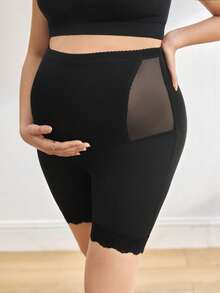 BloomMama 孕妇纯色网纱撞色蕾丝无缝塑身短裤