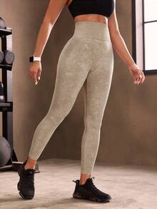 Powerista Quần legging thể thao cạp rộng không đường may dành cho nữ tập yoga - Màu Khaki - Xem 4
