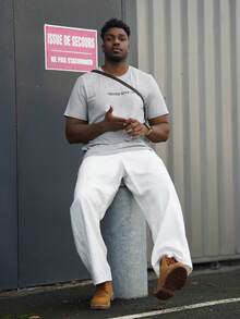 Heavens Edit 男士休闲标语印花短袖 T 恤，夏季 - 灰色 - 查看 1