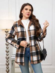 Franclia Women's Long-Sleeved Wool Coat - Brown - View 5