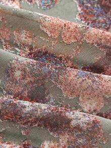 lacRébo بلوزة ملفوفة مطبوعة بالزهور الخضراء مع ربطة عنق وخصر مربوط وأكمام طويلة مفلطحة للخريف والشتاء