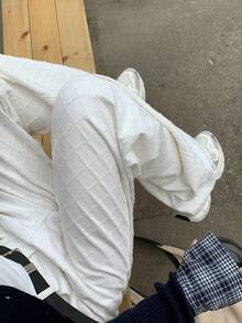 DAZY Women's Textured Plaid Patterned Straight Leg Casual Jeans, Suitable For Autumn, Spring, Summer - White - View 4