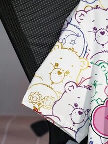 SHEIN X Care Bears 加大码宽松休闲卡通欢呼熊、睡前熊、好运熊、爱心熊、趣味熊、温柔熊印花圆领短袖白色 T 恤，夏季 - 白色 - 查看 4