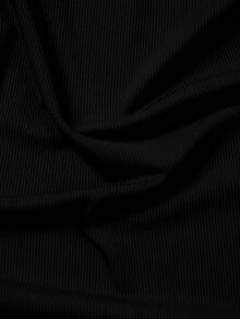 Manfinity 男士极简印花高领长袖T恤 - 黑色 - 查看 4