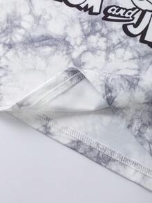 TOM & JERRY X SHEIN Young Boy Cartoon Tie-Dye Knit Loose Crew Neck Drop Shoulder Short Sleeve T-Shirt - Grey - View 6