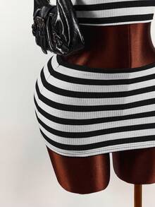 Amplova 2026 New Style Women's Halter Backless Criss-Cross Strap Tank Top & Bodycon Mini Skirt Set - Multicolor - View 6