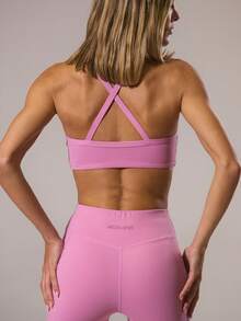 Musera Sport Bộ đồ thể thao nữ gồm áo và quần legging lưng chéo, thích hợp cho tập gym, yoga, pilates, mặc hàng ngày. - Màu tím hoa cà - Xem 6