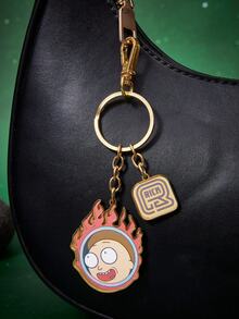 Rick and Morty X SHEIN 1pc Cartoon Figure Graphic Metal Keychain - Multicolor - View 4