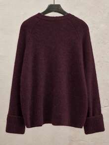 Franclia Plus Size Women Solid Color Round Neck Raglan Sleeve Sweater And Knitted Midi Skirt Casual Set