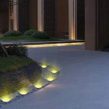 1/2/4/8个装户外太阳能暖光草坪灯，8颗LED太阳能地灯，防水太阳能景观灯，暖亮照明，适用于家居装饰、花园、小径、庭院、露台、走道、泳池、游乐场等户外照明 - 銀色 - 查看 2