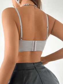 SHEIN Women's Silver Minimalist Bra - Silver - View 2