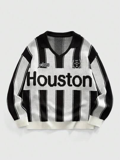 Pull tricoté sport de rue col rabattu pour homme