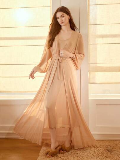 MOTF PREMIUM 女士吊带连衣裙和睡袍家居服套装