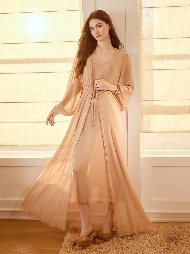 WOMEN'S CAMISOLE DRESS AND ROBE LOUNGEWEAR SET