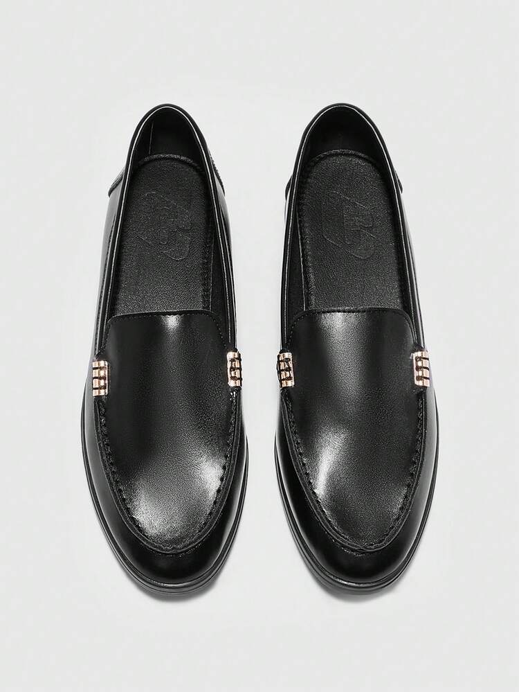 CUCCOO BIZCHIC Women's Fashion Black Metal Buckle Comfortable Casual Loafers, Suitable For Commuting, Outdoor, Shopping, Work, Daily Wear