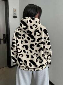 Rovax Thời trang phong cách sành điệu, vải áo len in họa tiết giả, áo nỉ trùm đầu họa tiết da báo cổ điển dành cho nữ, vải in 3D, phù hợp cho mùa thu đông, quà tặng cho nữ, áo nỉ ngày lễ, áo phông thời trang, áo nỉ thẩm mỹ, quà tặng cho anh chị em, quà tặng cho chị em gái, áo nỉ vui nhộn, áo nỉ thời trang đơn giản thường ngày - Màu be - Xem 2