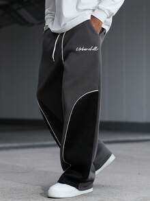 Manfinity EMRG 男士休闲运动裤，侧边条纹拼接设计，街头风日常穿着 - 彩色 - 查看 4