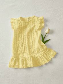 Cozy Pixies 女婴纯色圆领无袖休闲连衣裙 - 黃色 - 查看 3