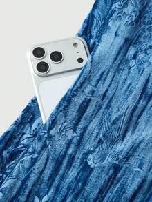 ROMWE Women's Retro Hippie Embossed Faux Fur Jacket, Autumn/Winter - Blue - View 5