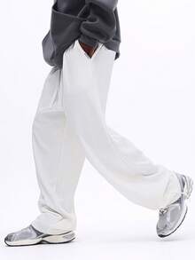 SUMWON Ribbed Wide Leg Drawstring Pants Casual Loose Fit Trouser For Daily Comfort And Style - White - View 1