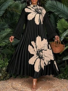 SHEIN Lady 大码女式休闲宽松长袖连衣裙 - 彩色 - 查看 1
