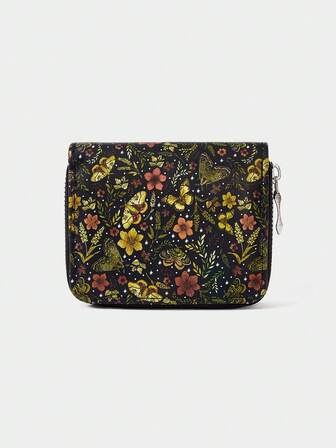 Fairycore 1 قطعة محفظة صغيرة للعملات مزينة بتصميم الزهور والفراشات والنجوم بطراز بسيط، مناسبة للنساء.