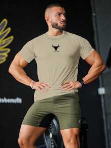 Gym Rark قميص رياضي ضاغط بأكمام قصيرة مريح للرجال، قمصان كرة السلة للرجال "أحب صديقي"، بنطلون رياضي للرجال، ملابس علوية رياضية للصالة الرياضية، قميص ضاغط للرجال، خفيف الوزن - كاكي - مشاهدة 4