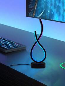 1盏现代台灯 - 爱心图案，USB供电，三色可调光，适用于卧室、客厅、办公室等多种房间，也可用于装饰、房间布置、家居、厨房等。 - 黑色 - 查看 3