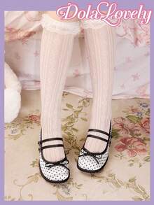 Dola Lovely 女士波点缎面可爱洛丽塔白色粗跟圆头高跟鞋，适合万圣节、圣诞节、感恩节、秋冬季情人节等场合。 - 白色 - 查看 3