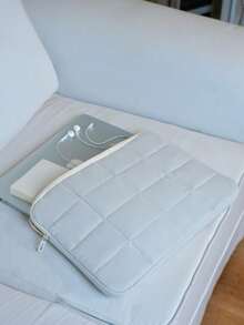 可爱的绗缝平板电脑包笔记本电脑包，带网格缝线的软垫笔记本电脑保护套，防摔减震，适合学校、办公室和通勤返校杂物袋，适合学校工作笔记本电脑包，适合女士 Mac Book 保护套，macbook 保护套，大学必备笔记本电脑内胆包 - 彩色 - 查看 5