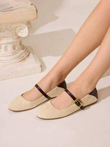 CUCCOO CHICEST Women's Spring New Colorblock Mary Jane Shoes, Elegant Commuter Style Valentine's Day - Apricot - View 6