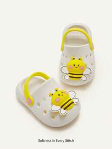 Cozy Pixies 1 Pair Cute Bee Design Breathable Slip-On Sandals, Versatile For Summer, Daily, Outdoor, Beach, Indoor, Infant - White - View 2