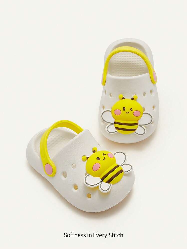 Cozy Pixies 1 par de sandalias transpirables con diseño de abeja, versátiles para verano, uso diario, exterior, playa, interior, para bebé - Blanco - Añade 2