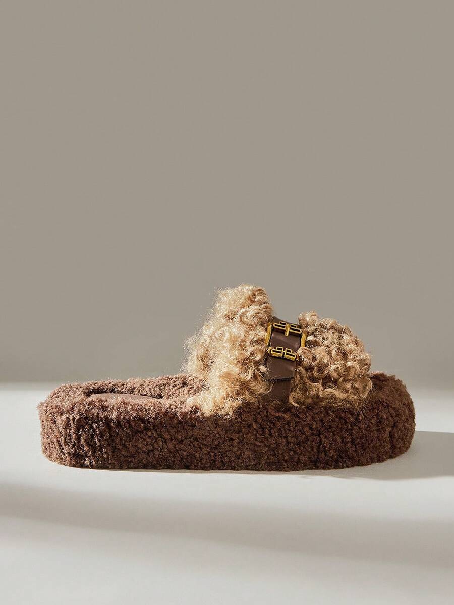 Solecia Comfortable Plush Women Home Slippers, Casual & Minimalist - Brown - View 1