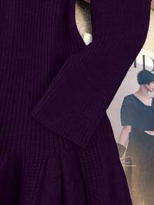 Franclia Nuevo vestido de punto con cintura ceñida y bajo de cola de sirena, estilo francés para otoño/invierno - Morado - Ver 6