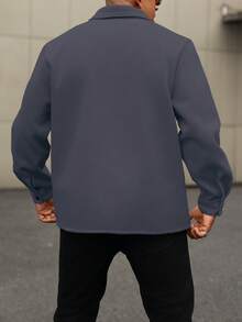 Manfinity Homme 男士加大码羊毛混纺衬衫外套，浅色 - 灰色 - 查看 2