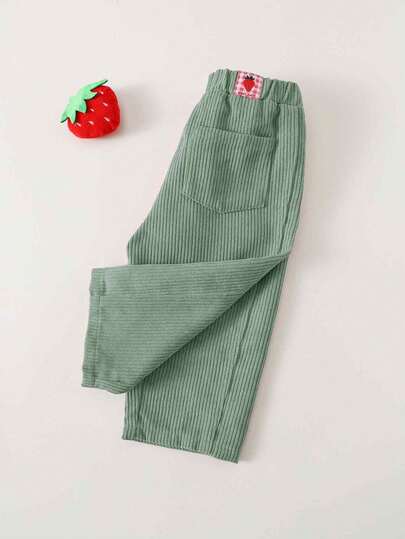 Cozy Pixies Baby Girl Pink Corduroy Casual Comfortable Pants, Cute Pattern Simple Style All-Match, Suitable For Indoor, Outdoor, Daily, Sports, Party, Photography, Holiday Like Christmas, Warm And Thick For Autumn/Winter