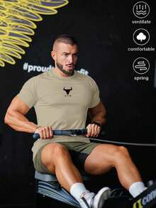 Gym Rark قميص رياضي ضاغط بأكمام قصيرة مريح للرجال، قمصان كرة السلة للرجال "أحب صديقي"، بنطلون رياضي للرجال، ملابس علوية رياضية للصالة الرياضية، قميص ضاغط للرجال، خفيف الوزن - كاكي - مشاهدة 5