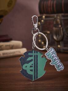 HARRY POTTER X SHEIN 1pc 20mm Cartoon & Letter Pattern Fashion Metal Keychain - Green - View 1