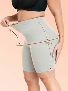 Plus Size Seamless High Waist Shapewear Bottom - Grey - View 5