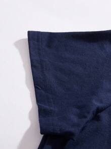 StoneGrade 男士夏季字母印花圓領短袖休閒T恤 - 寶藍色 - 查看 4