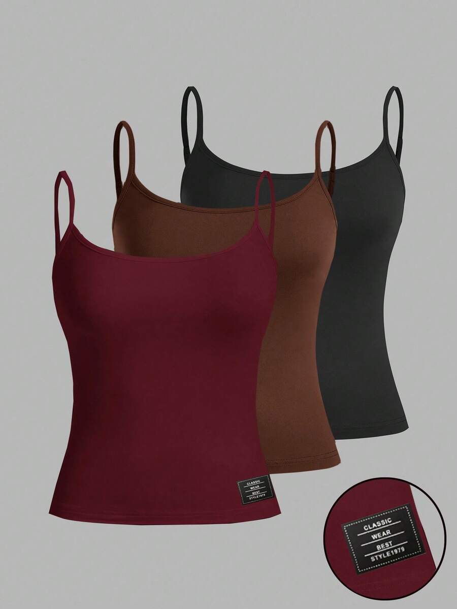 SHEIN EZwear 张子刺绣图案女士吊带露脐上衣,性感修身,适合夏季海滩穿着 - 彩色 - 查看 1