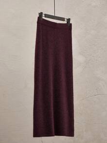 Franclia Plus Size Women Solid Color Round Neck Raglan Sleeve Sweater And Knitted Midi Skirt Casual Set