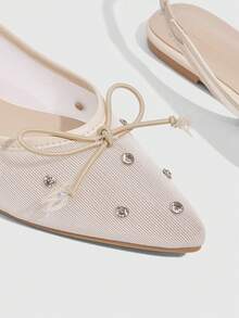 CUCCOO SZL Zapatos planos elegantes con decoración de lazo de strass para ir al trabajo - Albaricoque - Ver 10