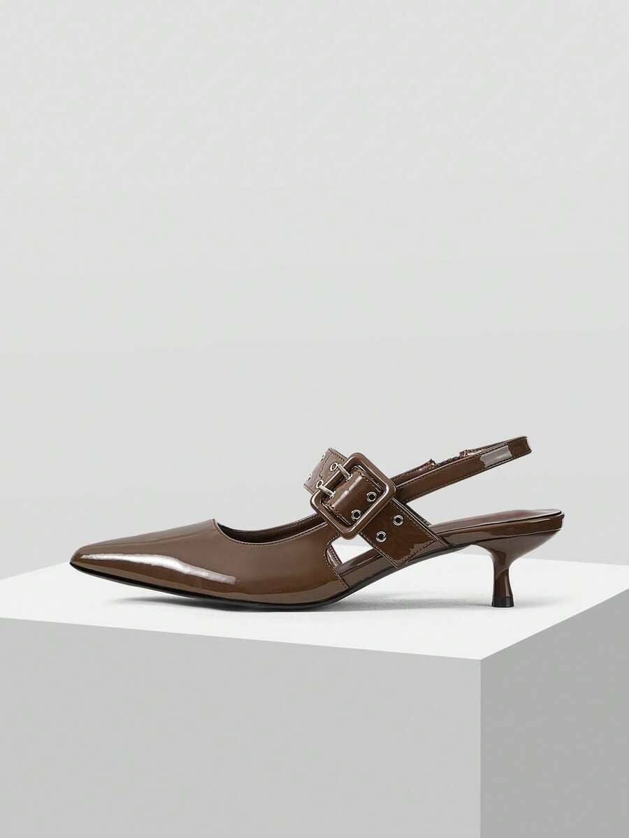 Mnmlis Damen Mode Spitze Stiletto Schnallen Riemen High Heel Pumps