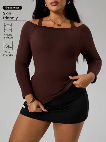 Rhythm Era 大码无缝女士露肩吊带长袖