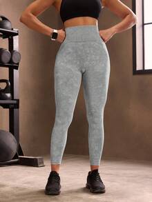 Powerista Tie Dye Tummy Control Sports Leggings Yoga Women Pants - Light Grey - View 3